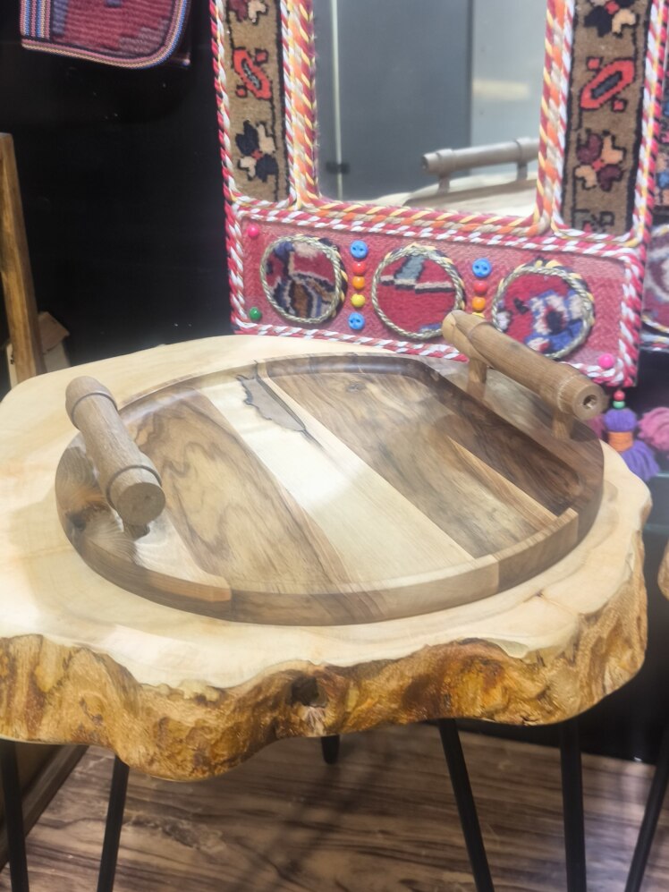 سینی دسته چوبی چوپ گردو کد 21