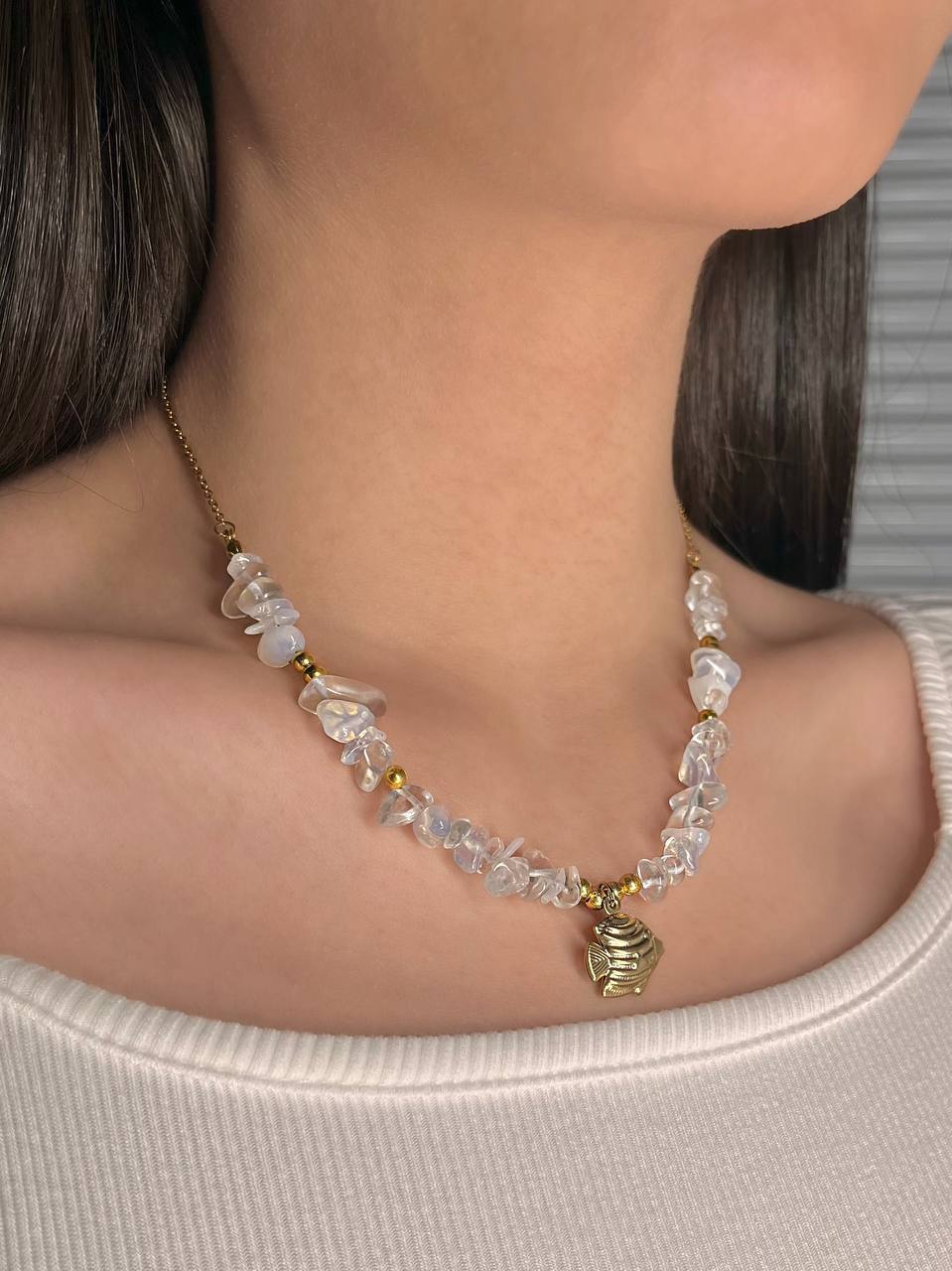  گردنبند زنجیر و سنگ 