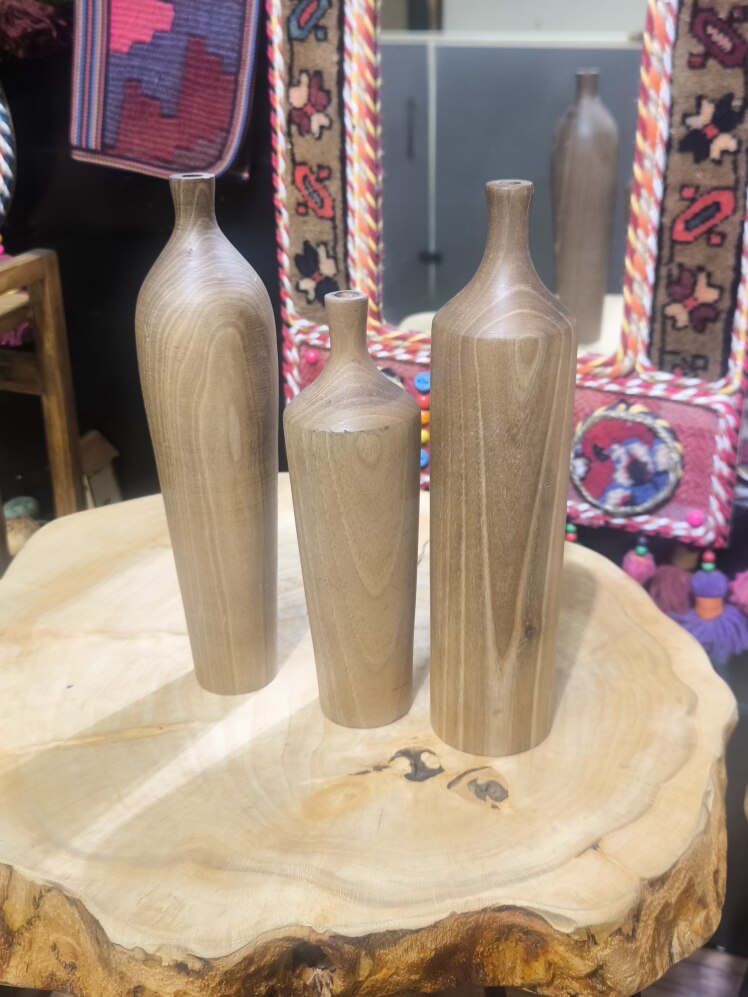 گلدون سه تیکه چوب گردو کد 28