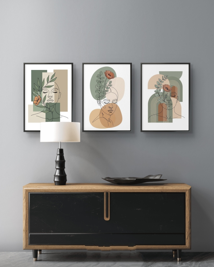 تابلو دکوراتیو سه تکه ( تریپتیک Triptych ) کد 12