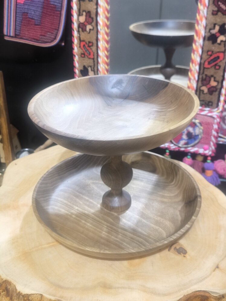 شیرینی خوری دو طبقه چوب گردو کد 13