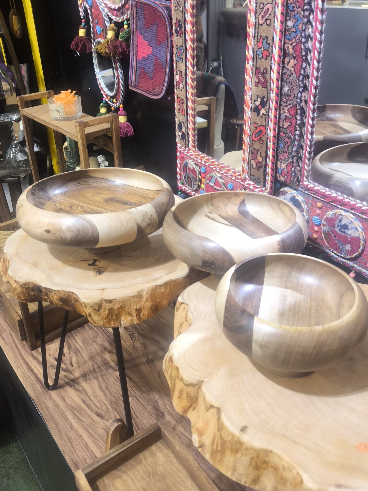  کاسه سه تیکه شیرینی/میوه/آجیل خوری چوپ گردو کد 17 