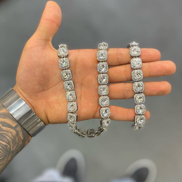 گردنبند و دستبند فول نگین تنیسی