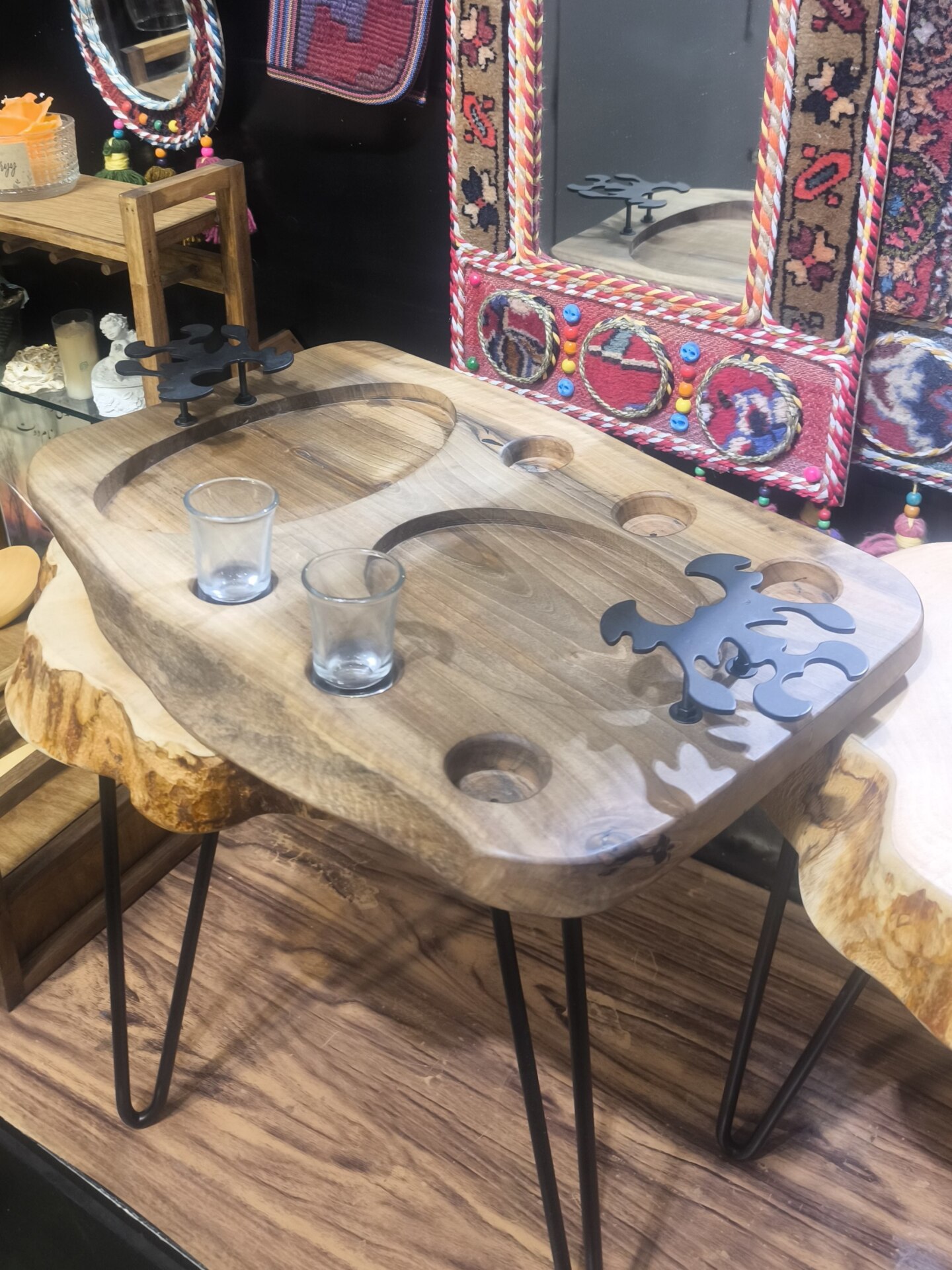  اردو خوری شاخ گوزنی دسته فلزی چوب گردو کد 25 