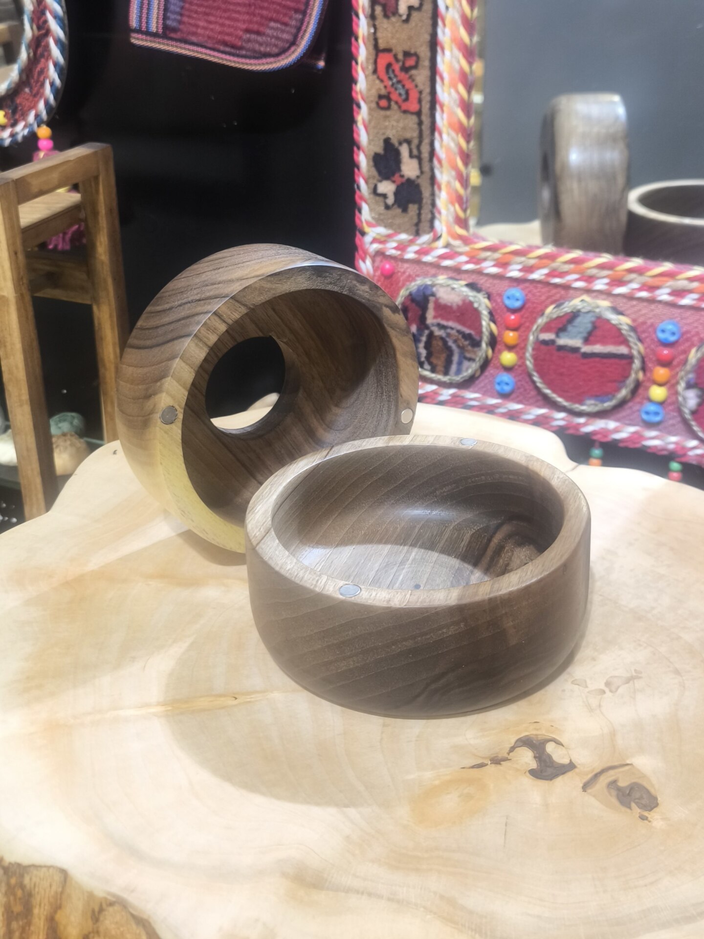  جا دستمال کاغذی رولی مگنتی چوب گردو کد 6 