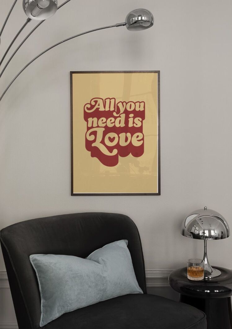 تابلو تایپوگرافی ( تنها چیزی که نیاز داری عشق است ) کد 3113