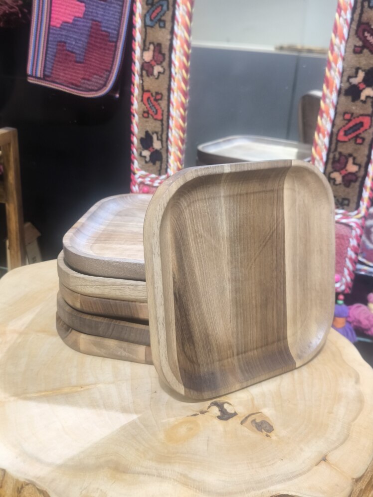 بشقاب مربعی چوب گردو کد 40