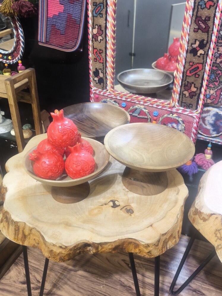 میوه خوری سه تیکه پایه دار سایز ۲۰ چوب گردو کد 23